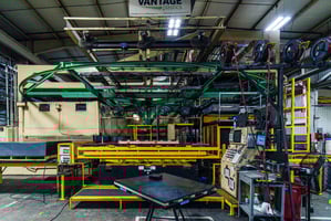 state of the art thermoforming machine in a plastics manufacturing factory