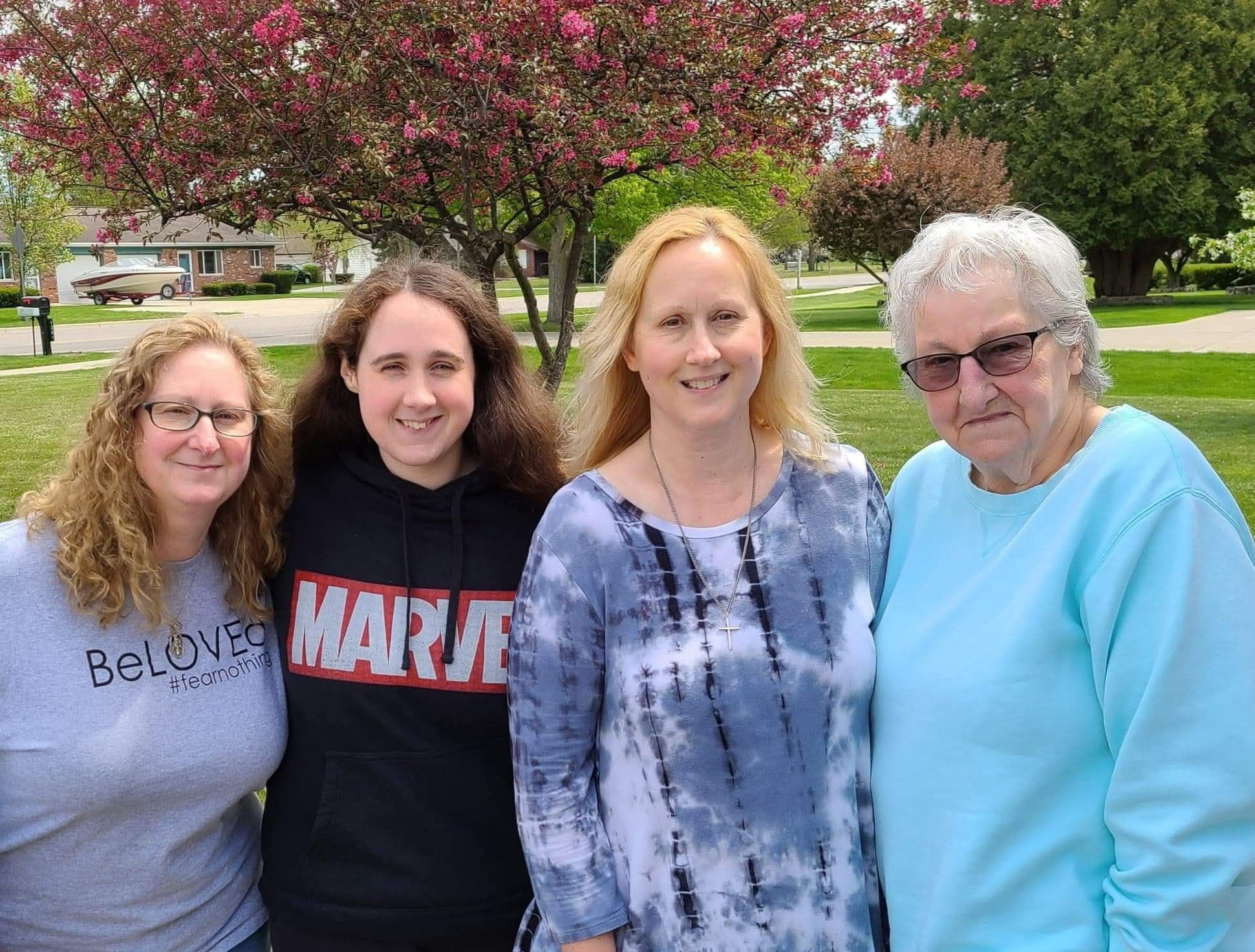 Danielle's mom, Danielle, her aunt, and her grandmother